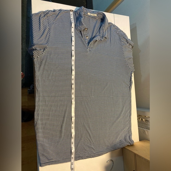 Marine Layer Men’s Short Sleeve Polo Shirt 2 Buttons Navy Stripe Size L/XL - Picture 10 of 11
